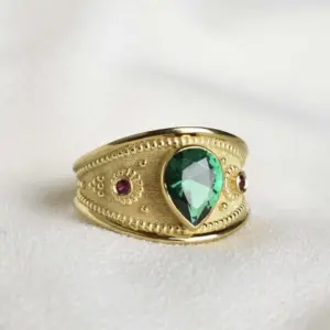 Elegant Gold Ring with Green and Red Stones 9 Sb983ce3c2f5643e78aff2b607d914ff8x
