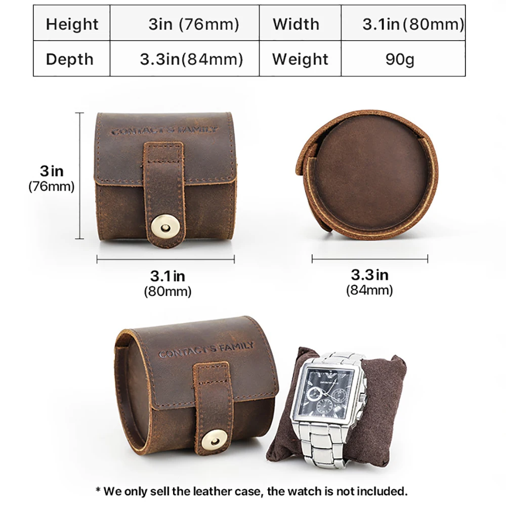Genuine Leather Tonneau Watch Roll Organizer 4 Genuine Leather Tonneau Watch Roll Organizer - Image 4