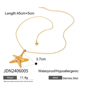 Gold-Toned Stainless Steel Starfish Necklace 13 Sb99c097ccaa2438a91fd4056f1325473Y