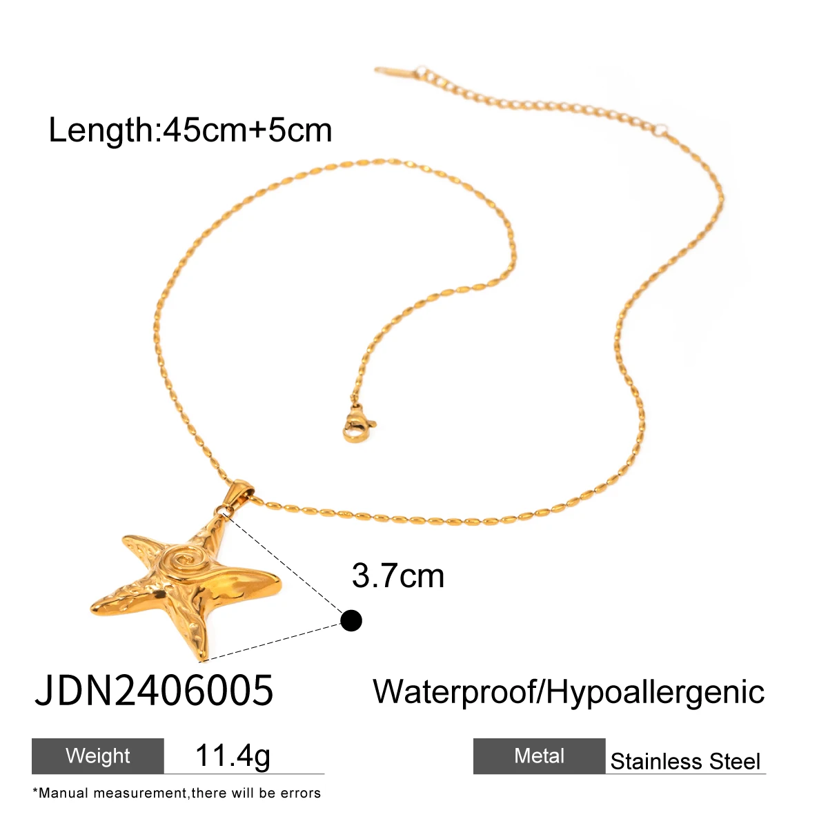 Gold-Toned Stainless Steel Starfish Necklace 7 Gold-Toned Stainless Steel Starfish Necklace - Image 7