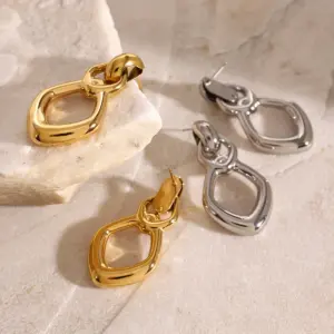 Rhombic Stainless Steel Gold Earrings for Women 7 Sb9a2d973e77d4a39b04a026b679bb213X