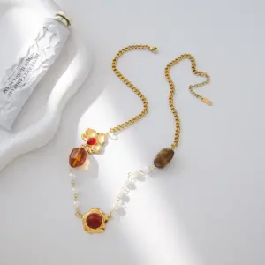 Vintage Stainless Steel Necklace with Floral Pendant 10 Sb9b470274f21485e8220e8d81145f6bbD