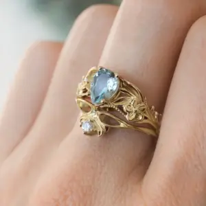 Gold Waterdrop Ring with Zircon Accents 7 Sb9b5c87c67d344e6b13a71d9242a305cX