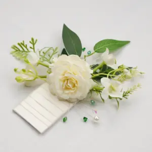 Elegant White Silk Flower Corsage for Weddings