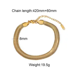 Gold Stainless Steel Snake Chain Bracelet 17 Sb9c20991489b4559b0e462e37a7e2c53j