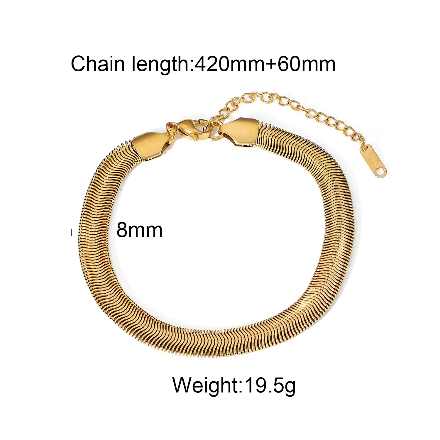 Gold Stainless Steel Snake Chain Bracelet 8 Gold Stainless Steel Snake Chain Bracelet - Image 8