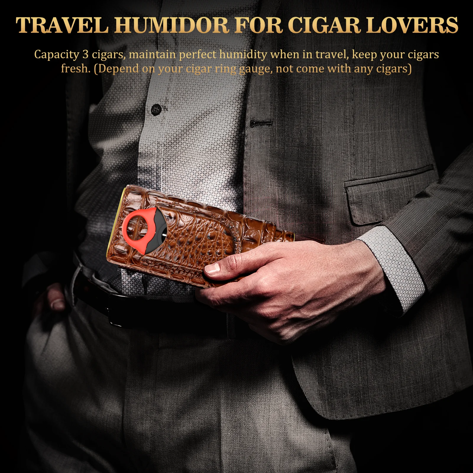 Luxury Leather Travel Cigar Case with Cutter 6 Luxury Leather Travel Cigar Case with Cutter - Image 6