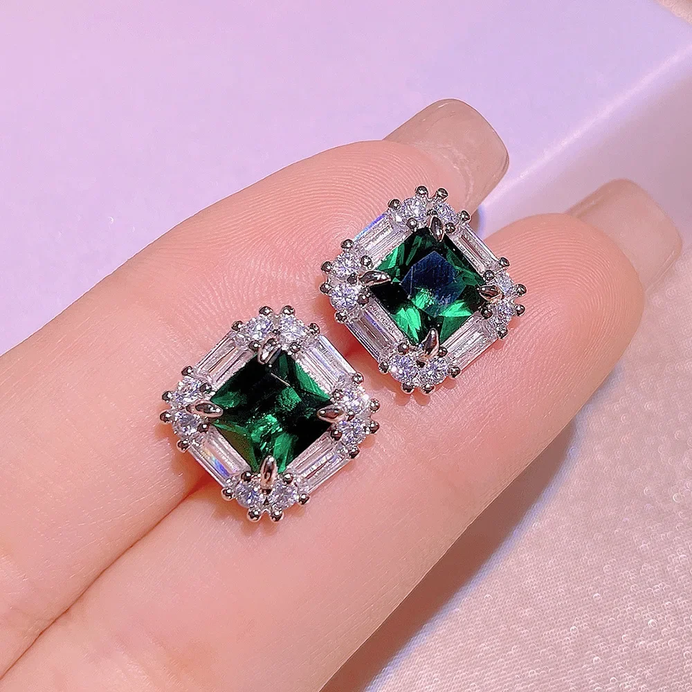 Vintage Emerald Zircon Jewelry Set in Sterling Silver 3 Vintage Emerald Zircon Jewelry Set in Sterling Silver - Image 3