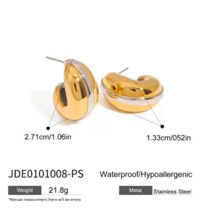 Stainless Steel Two-Tone Water Drop Earrings 13 Sba7eca6901984aa0833c8a4e0de5d0c1C