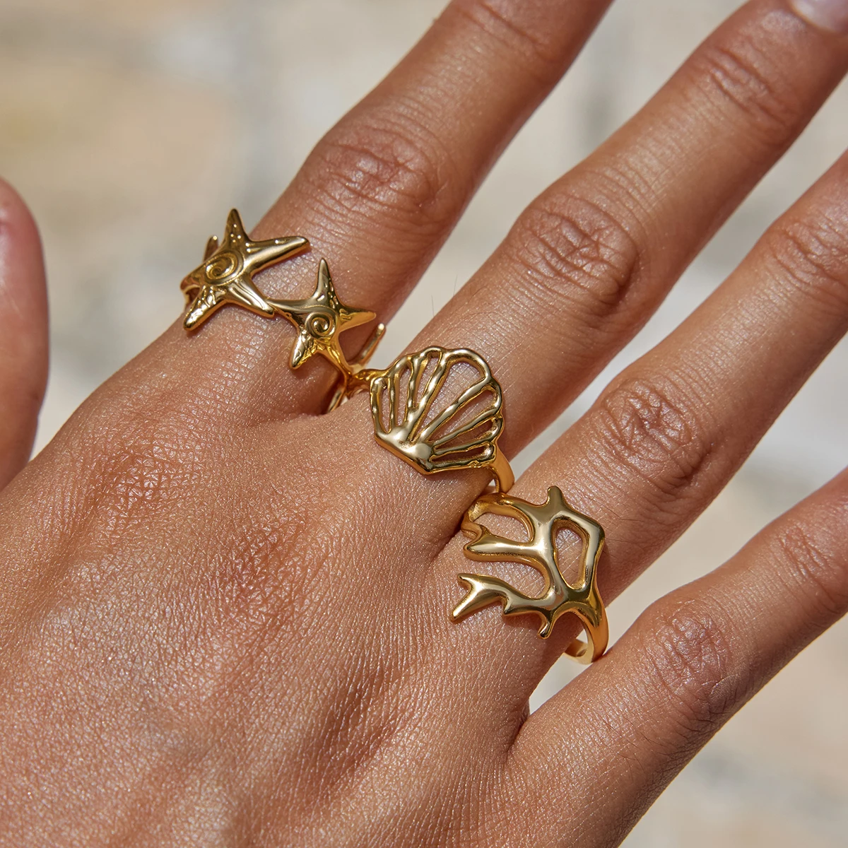 Ocean-Inspired Stainless Steel Adjustable Rings 2 Ocean-Inspired Stainless Steel Adjustable Rings - Image 2