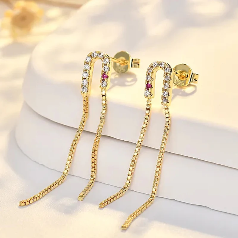 925 Silver Semi-Circular Tassel Earrings 4 925 Silver Semi-Circular Tassel Earrings - Image 4