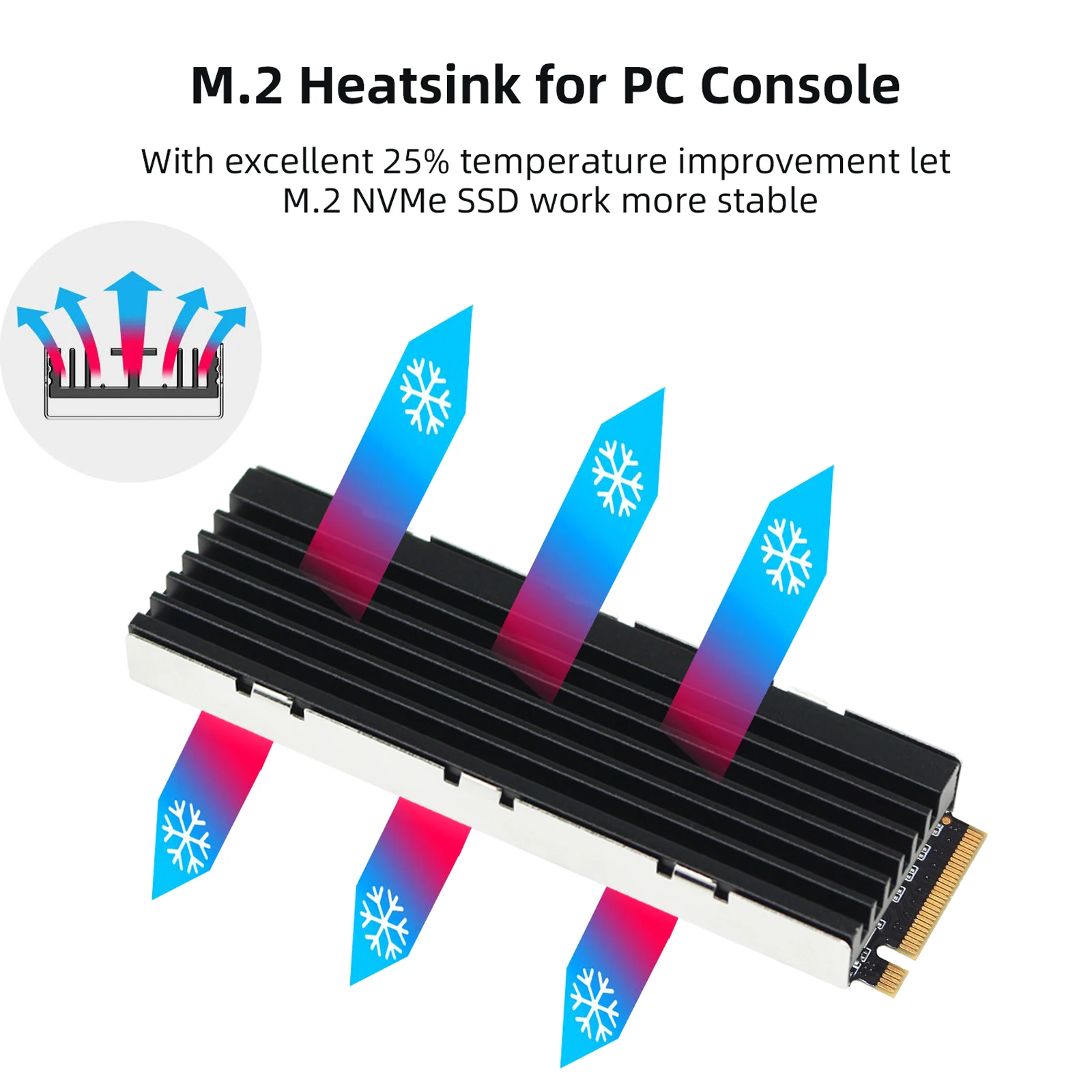 M.2 NVMe SSD Heatsink 72x23x7mm Aluminum 2 M.2 NVMe SSD Heatsink 72x23x7mm Aluminum - Image 2