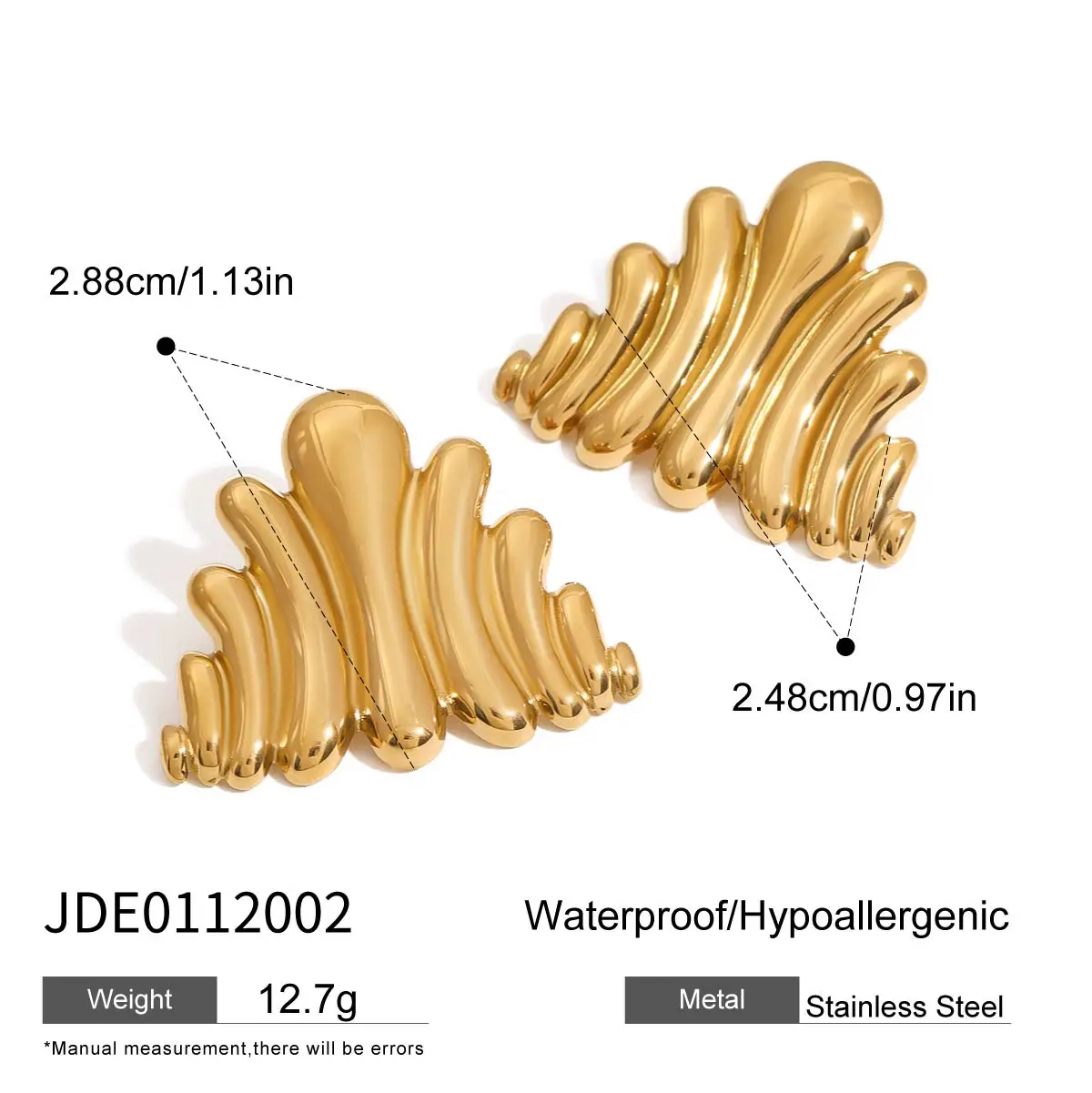 Modern Gold-Toned Stainless Steel Wave Earrings 8 Modern Gold-Toned Stainless Steel Wave Earrings - Image 8