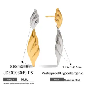 Stainless Steel Two-Tone Wing Earrings 13 Sbb9dc6841ad049758791ae250110ab48t