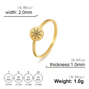 Viking Compass Ring in Stainless Steel and Gold 19 Sbbd34dc667504d2a8ba852b47e495828W