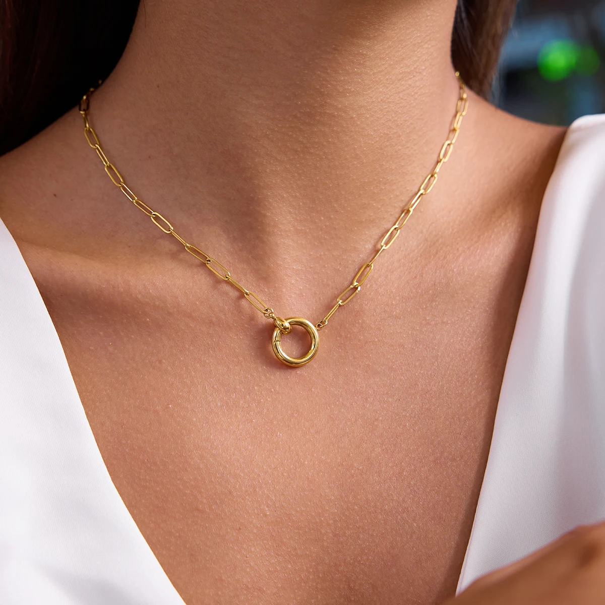 Gold Stainless Steel Pendant Necklace JDN0207009 6 Gold Stainless Steel Pendant Necklace JDN0207009 - Image 6