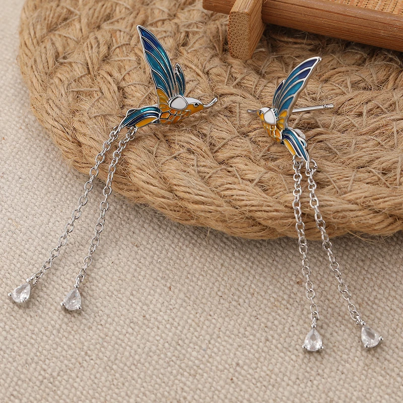 Elegant Silver Copper Hummingbird Earrings 6 Elegant Silver Copper Hummingbird Earrings - Image 6