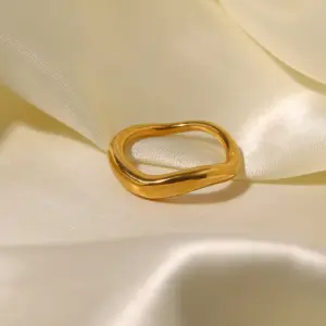 Stylish Gold Stainless Steel Wavy Ring 9 Sbcf0dd9f29d54c339f46037f7667dbcae