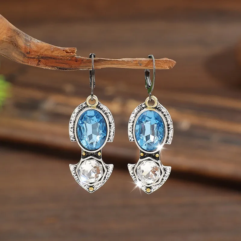 Vintage Blue and White Drop Earrings 5 Vintage Blue and White Drop Earrings - Image 5