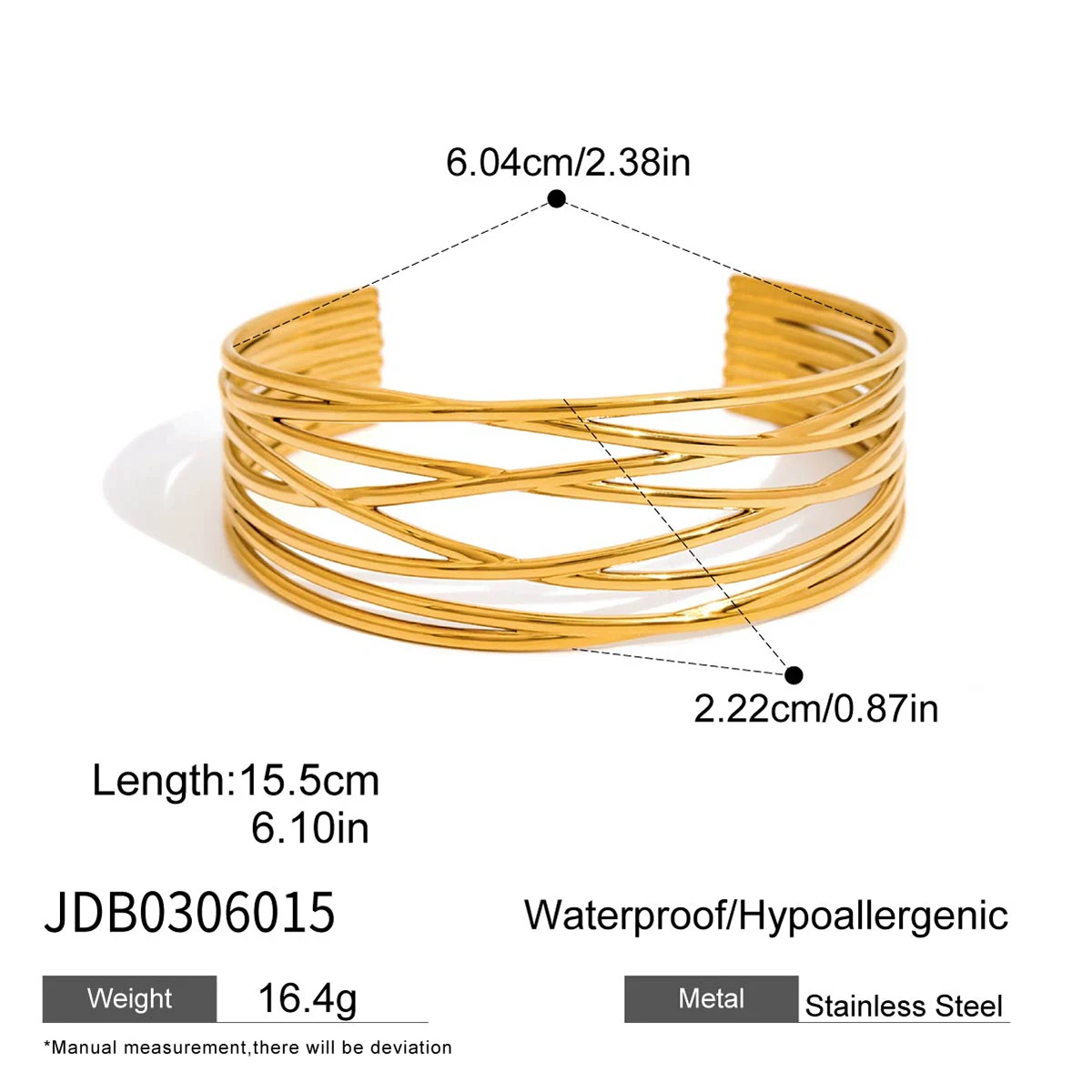 Elegant Stainless Steel Gold Bracelet JDB0104028 8 Elegant Stainless Steel Gold Bracelet JDB0104028 - Image 8