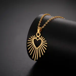 Stainless Steel Sunburst Heart Necklace 10 Sbd749f50b30e462db3b3e0a43aa9af23o