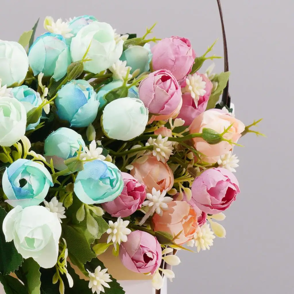 Elegant Pastel Silk Rose Bouquet in White Vase 5 Elegant Pastel Silk Rose Bouquet in White Vase - Image 5