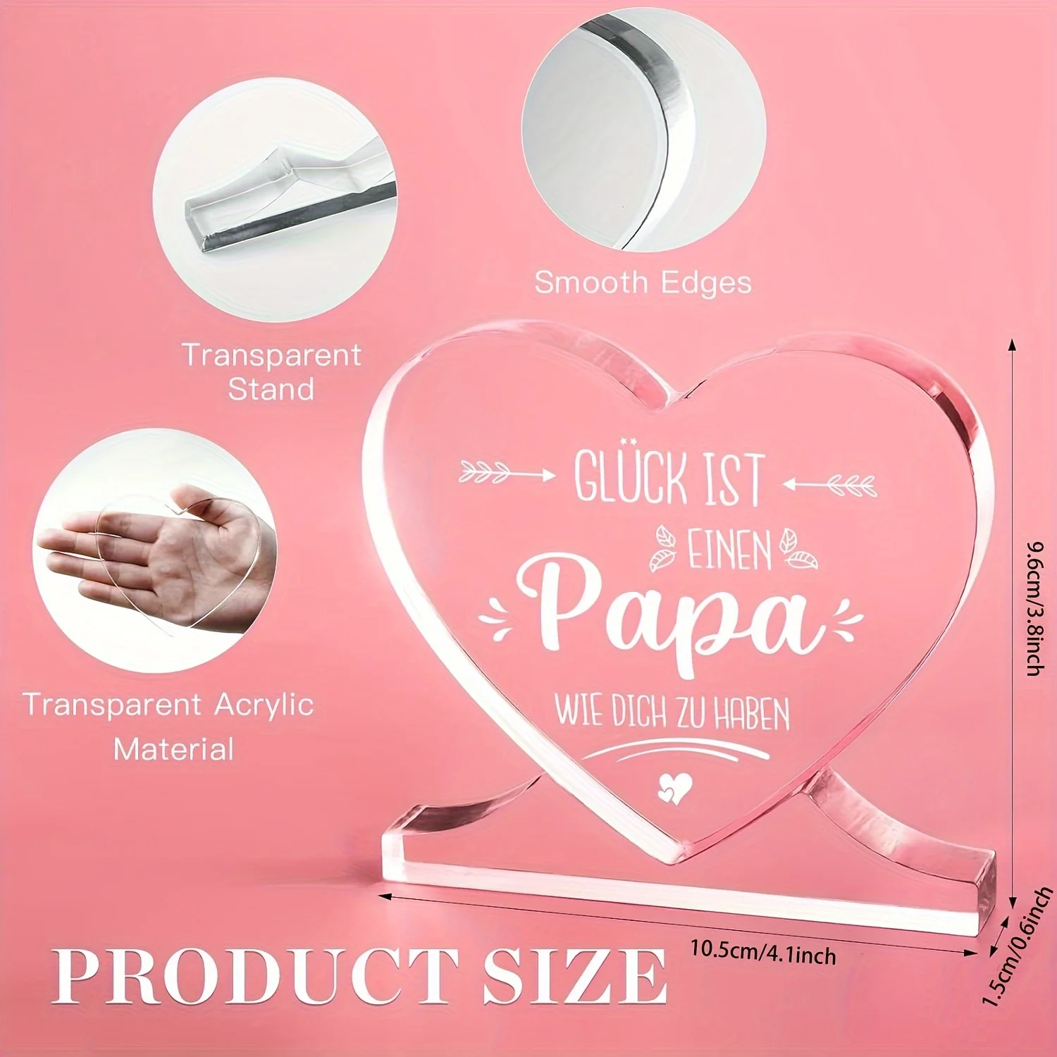 Heart-Shaped Acrylic Dad Gift with Stand 3 Heart-Shaped Acrylic Dad Gift with Stand - Image 3