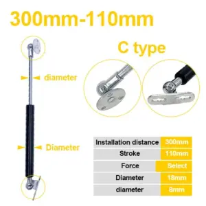 Gas Spring with Folding Hinge, 50N-500N Support 17 Sbe3bf758f9f644618e8f0a3df2b9ee53I