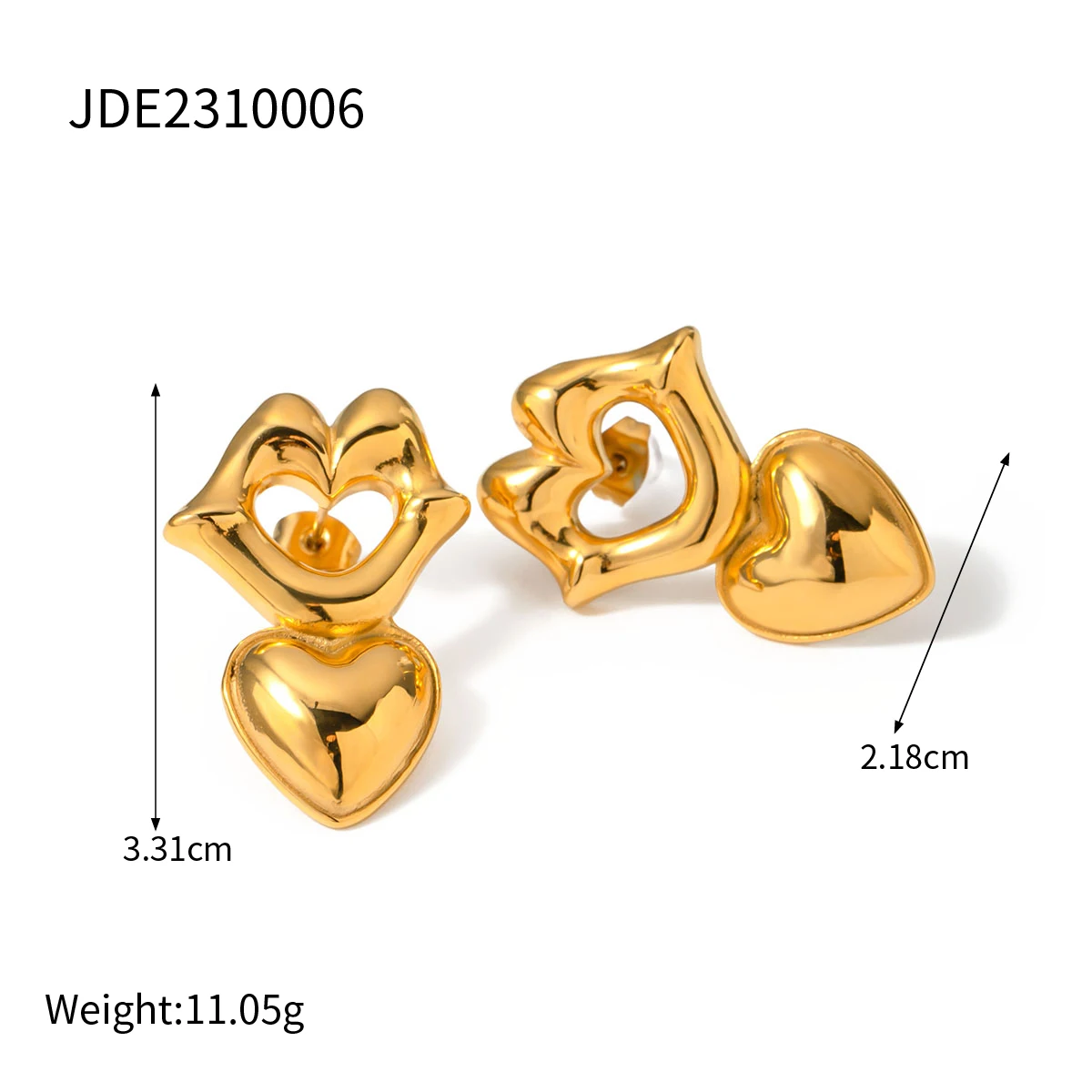 Elegant Gold Stainless Steel Stud Earrings 6 Elegant Gold Stainless Steel Stud Earrings - Image 6
