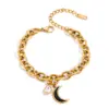 Gold-Tone Stainless Steel Bracelet with Charms