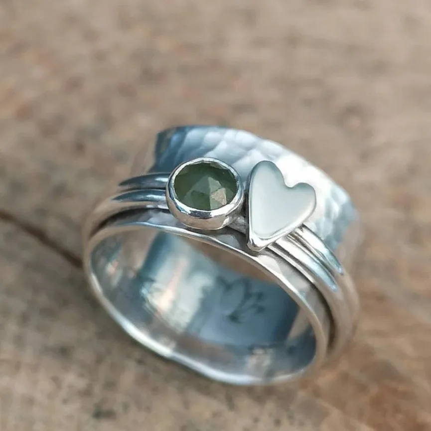 Silver Heart Cocktail Ring for Women 5 Silver Heart Cocktail Ring for Women - Image 5