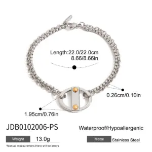 Stainless Steel Geometric Link Bracelet 15 Sbe70a95297e642338d6b20ea815bd40bz