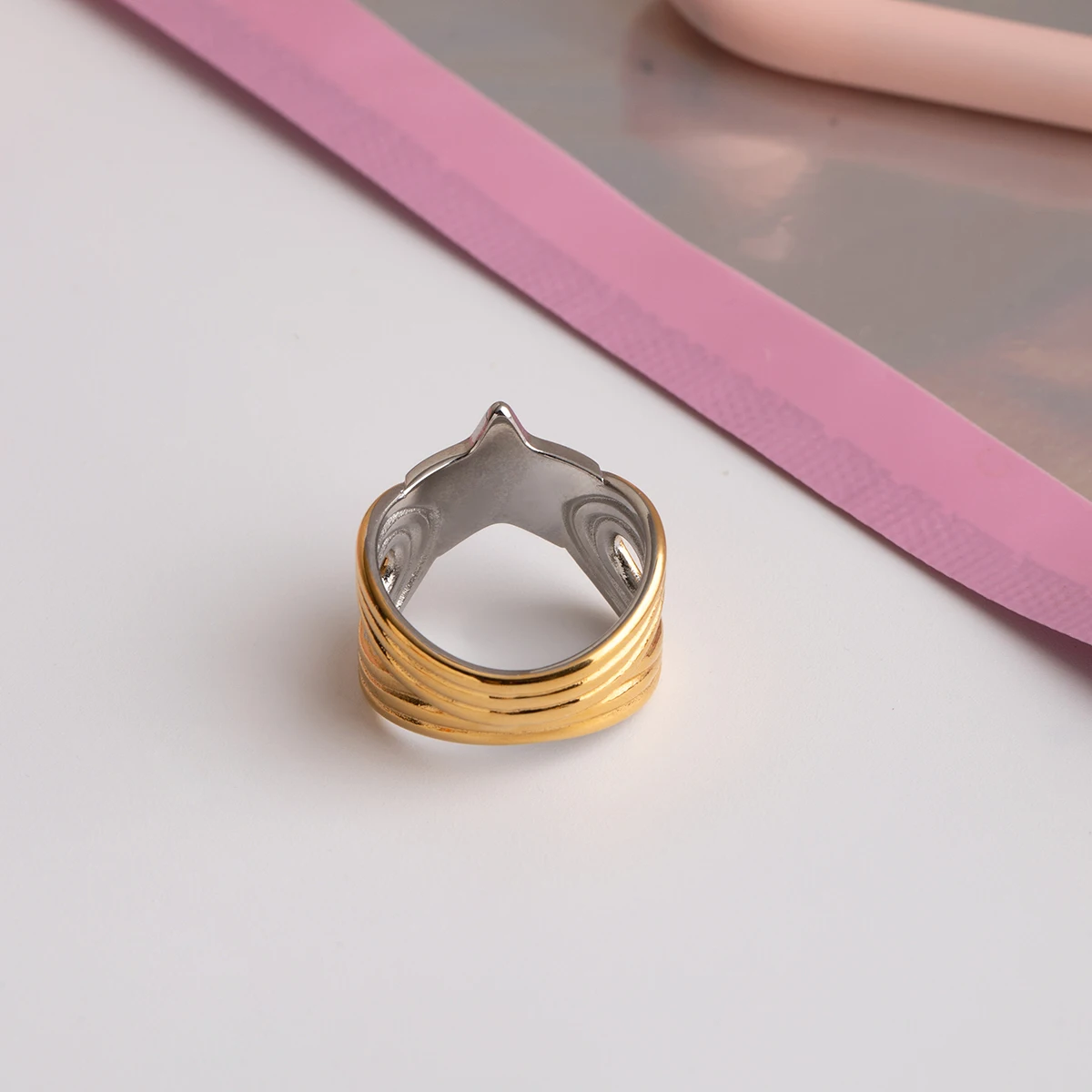 Stainless Steel Hollow Star Ring with Zircons 3 Stainless Steel Hollow Star Ring with Zircons - Image 3