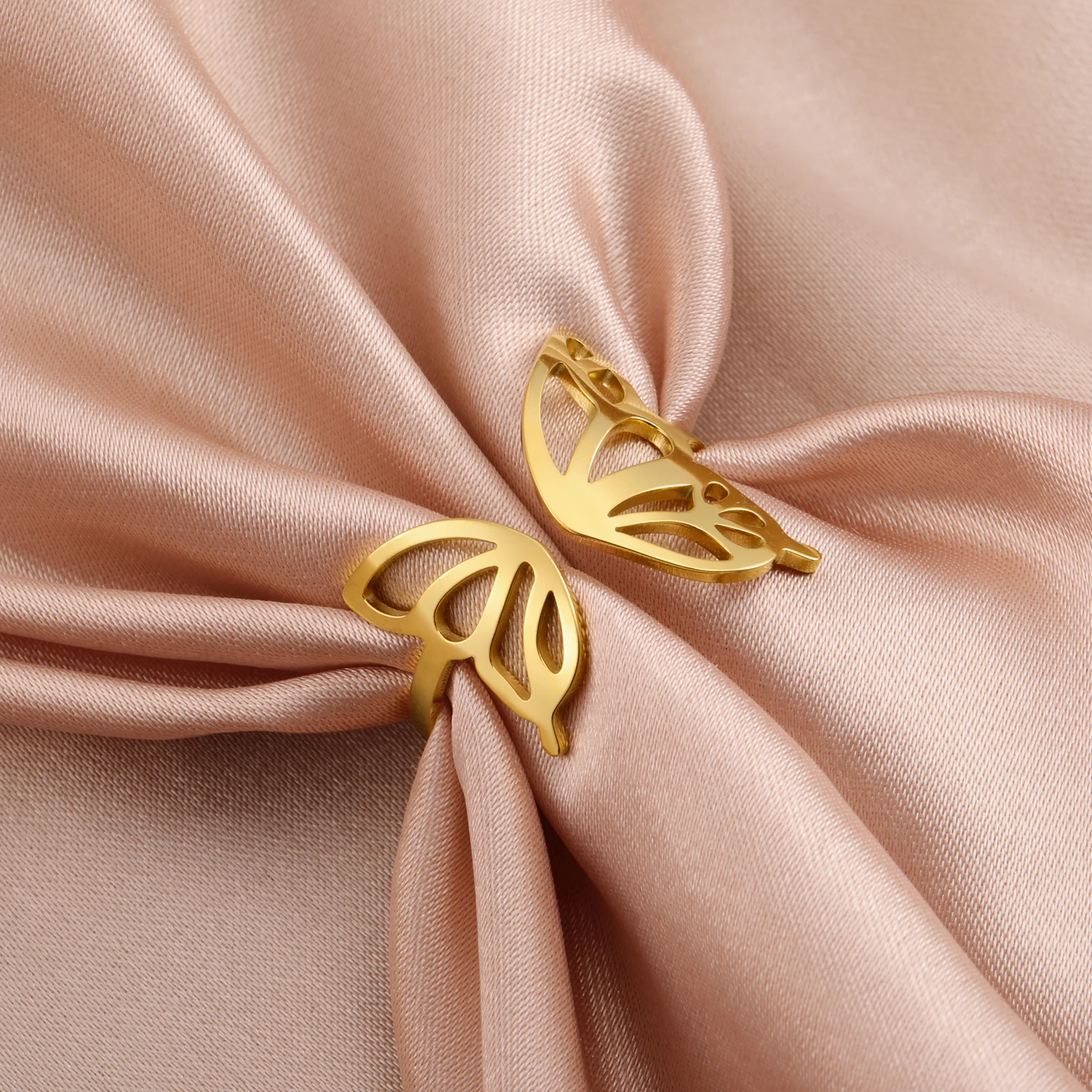 Elegant Resizable Butterfly Ring in Gold & Steel 1 Elegant Resizable Butterfly Ring in Gold & Steel