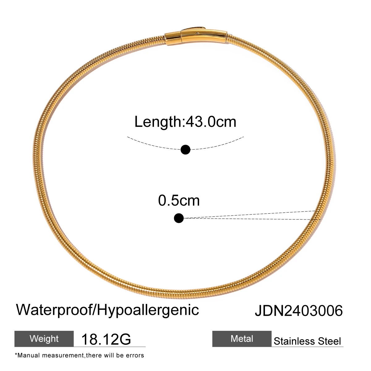 Stainless Steel Gold Snake Chain Necklace 6 Stainless Steel Gold Snake Chain Necklace - Image 6