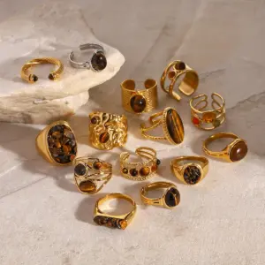 Elegant Gold-Toned Adjustable Stainless Steel Ring 13 Sbf29fed747ec4dcc95473f357aa9c5daK