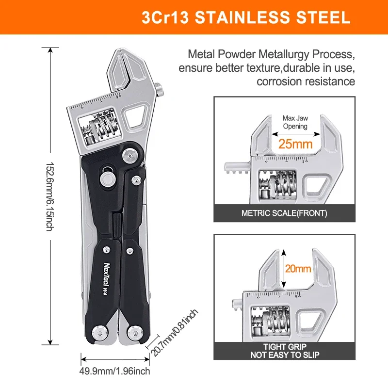 NexTool W4 Multi-Tool in Black & Silver 5 NexTool W4 Multi-Tool in Black & Silver - Image 5