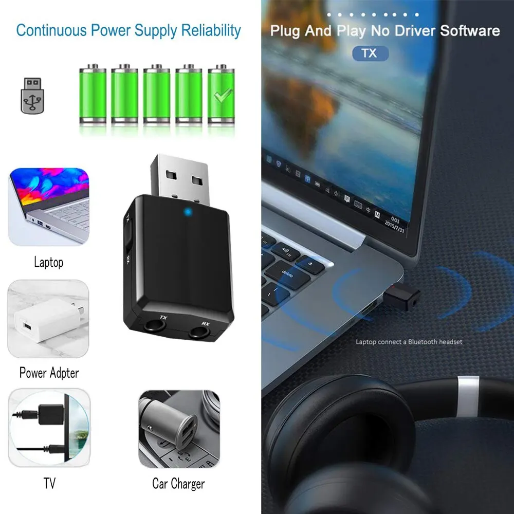 Wireless Bluetooth 5.0 Transmitter/Receiver Adapter 4 Wireless Bluetooth 5.0 Transmitter/Receiver Adapter - Image 4