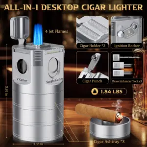 8-in-1 Desktop Cigar Lighter with Accessories 8 Sbf98eff3222445a286b6e452ecb19583M