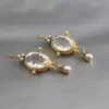 Vintage Oval Drop Earrings with Crystals