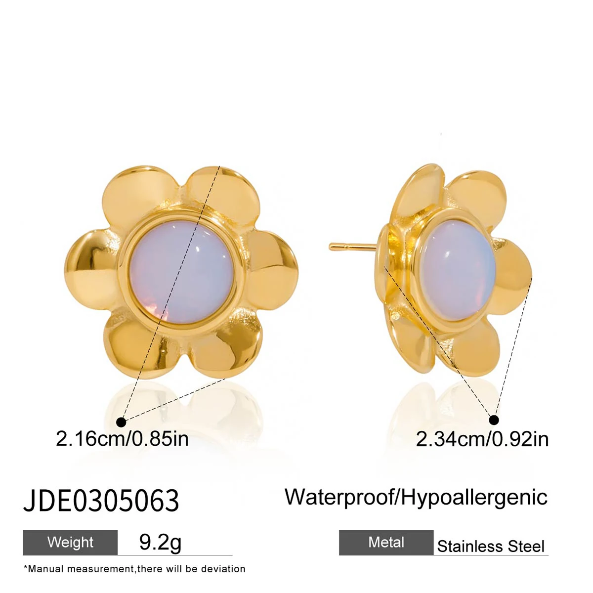Elegant Stainless Steel Opal Flower Earrings 7 Elegant Stainless Steel Opal Flower Earrings - Image 7