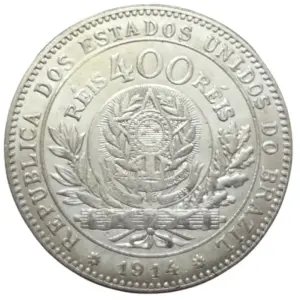 Vintage 1914 Brazil 400 Reis Replica Coin