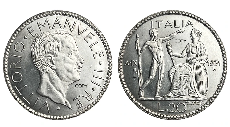 Vittorio Emanuele III Replica Coin, 1931 9 Vittorio Emanuele III Replica Coin, 1931 - Image 9