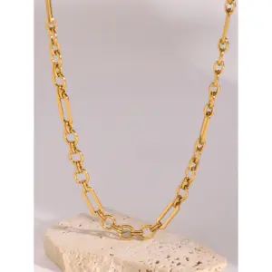 Geometric Stainless Steel Necklace with Gold-Tone Finish 9 Sc02ea97a520a4541a97dca101ead3960R