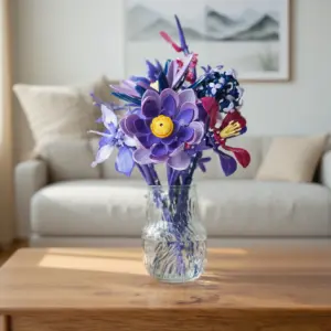 Dreamy Purple Bloom Plastic Building Bouquet 7 Sc02ed1cd3e6e41d3b0eb8e95f4a970f0n