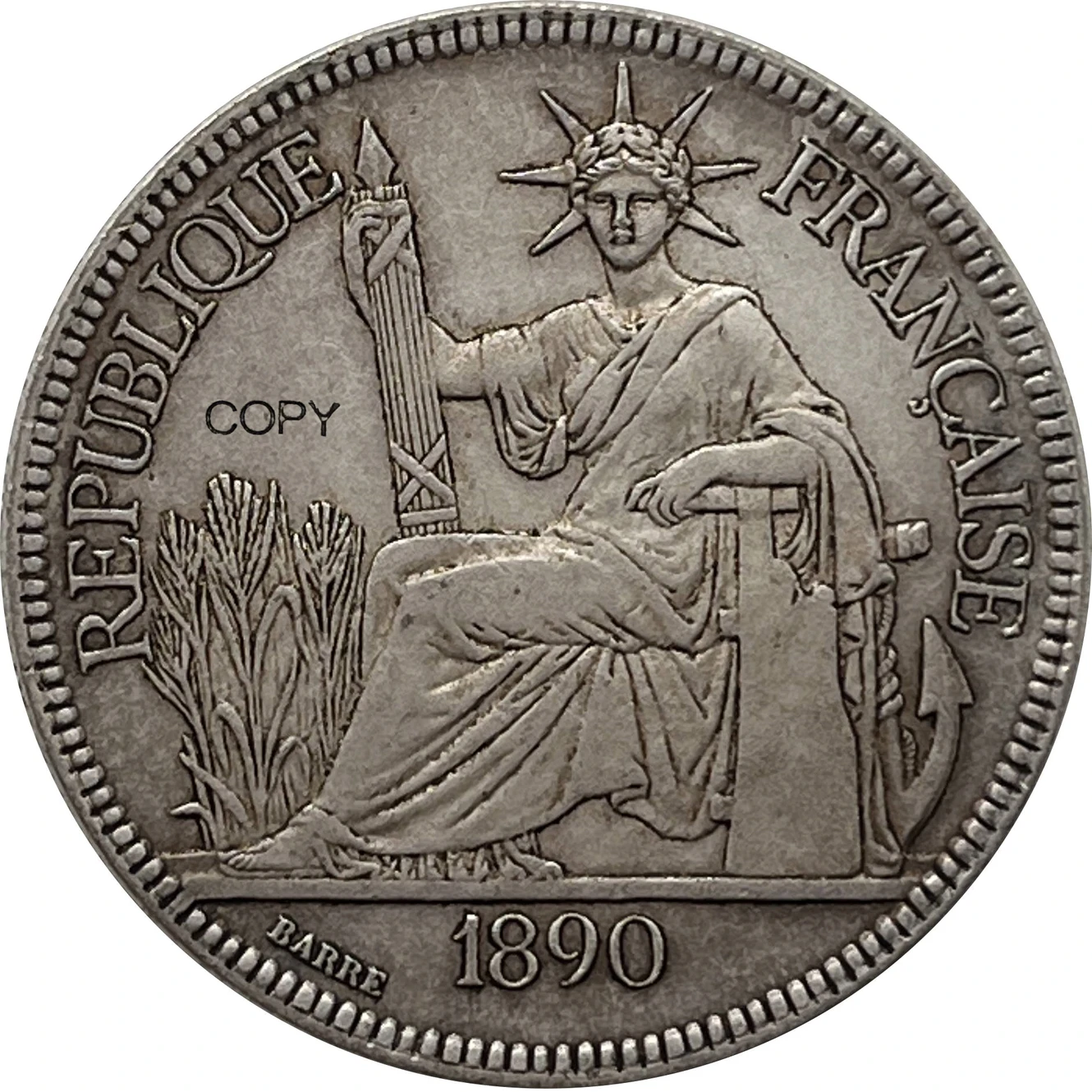 French Indochina 1890 Piastre Replica Coin 5 French Indochina 1890 Piastre Replica Coin - Image 5