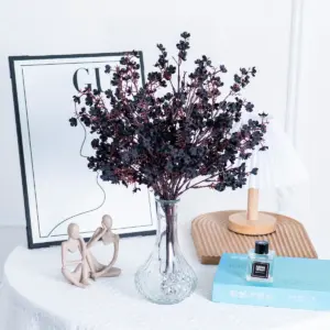 Black Artificial Silk Flower Bouquet with Glass Vase