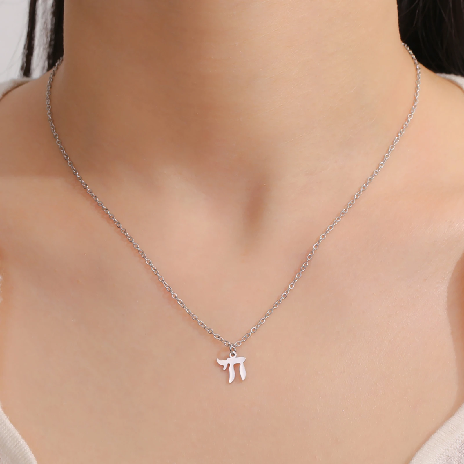 Stainless Steel Chai Pendant Necklace 3 Stainless Steel Chai Pendant Necklace - Image 3