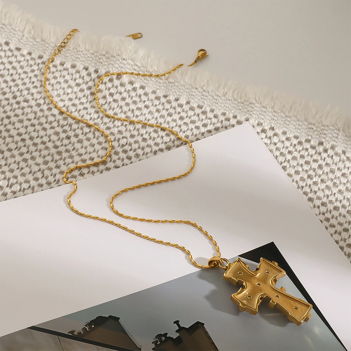 Stainless Steel Gold Cross Necklace for Women 6 Stainless Steel Gold Cross Necklace for Women - Image 6