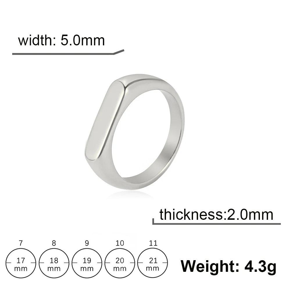Minimalist Stainless Steel Signet Ring for Men and Women 8 Minimalist Stainless Steel Signet Ring for Men and Women - Image 8
